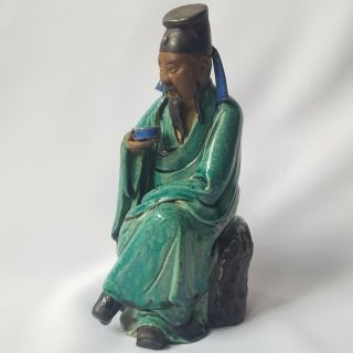 Antique Chinese Porcelain Stoneware Philosopher Shiwan Mudman Large Figurine 7