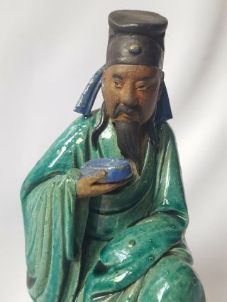 Antique Chinese Porcelain Stoneware Philosopher Shiwan Mudman Large Figurine 8