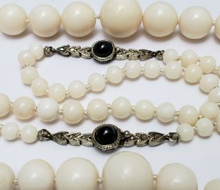 2 Vintage Natural Angel Skin Coral Bead Necklaces 14kt Gold Sapphire & Diamonds 2