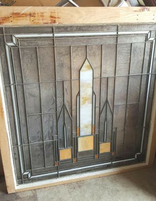 Large Vintage Arts & Crafts Stained Glass Window