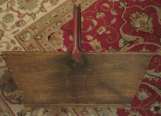 Antique French Trug Garden Flower Basket - Iron Handle in Old Red Paint 12