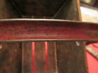 Antique French Trug Garden Flower Basket - Iron Handle in Old Red Paint 4