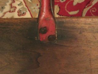 Antique French Trug Garden Flower Basket - Iron Handle in Old Red Paint 5