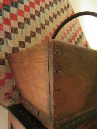 Antique French Trug Garden Flower Basket - Iron Handle in Old Red Paint 7