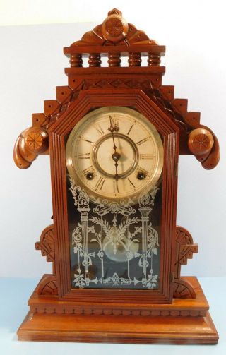 Antique Waterbury Clock Co.  Gingerbread Mantel For Repair