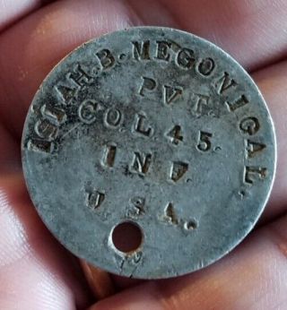 Wwi Named Dog Tag Pvt.  Isaiah Megonigal Co.  L 45th Infantry Ww1 Died 1918