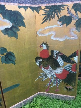 Vintage c.  1920 - 1960s Japanese Byobu 6 - panel Painted silk screen 5