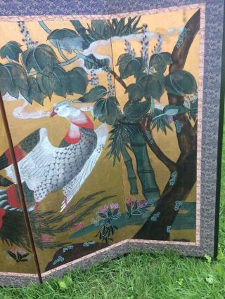 Vintage c.  1920 - 1960s Japanese Byobu 6 - panel Painted silk screen 7