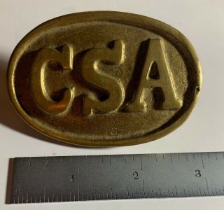 Civil War Confederate Belt Buckle Csa Solid Brass Immaculate