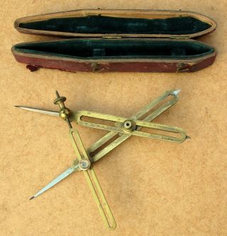 19c Bar Proportional Dividers Berge London Antique Scientific Compass Instrument