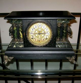Antique Ingraham Adrian Model Mantle Clock Great Bell & Chime