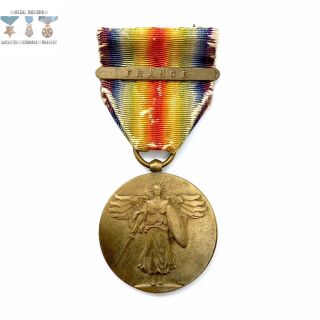 Wwi U.  S.  Army Victory Medal France Bar Clasp Full Wrap Brooch A.  E.  F.  Ww1