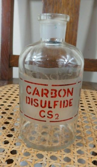 Antique Pyrex Carbon Disulfide Cs (2) Lab Or Apothecary Bottle