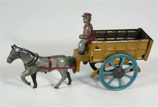 Ca1900 Tin Lithograph Penny Toy - Horse Drawn Beer Wagon / Dray By J.  Meier