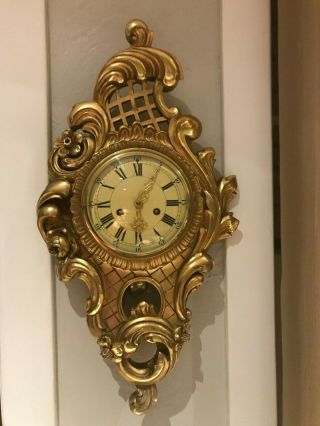 Antique Wood Gild Carved Gustav Becker Wall Clock 1880