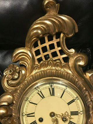 Antique Wood Gild Carved Gustav Becker Wall Clock 1880 4