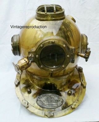 Diving Helmet Us Navy Mark V Vintage Brown Antique Scuba Deep Marine Gift
