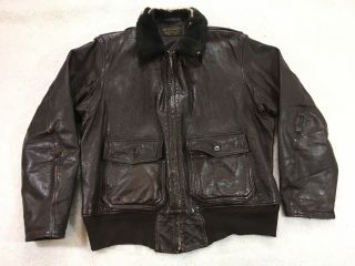 Vintage Us Navy Usn G - 1 Leather Flight Jacket Mens 46 Mfg Cagleco Distressed