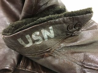 Vintage US Navy USN G - 1 Leather Flight Jacket Mens 46 MFG Cagleco Distressed 9
