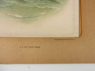 Antique 1898 Lithograph Print US Battleship MAINE Koerner & Hayes Military Ship 3