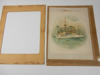 Antique 1898 Lithograph Print US Battleship MAINE Koerner & Hayes Military Ship 5