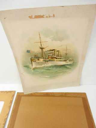 Antique 1898 Lithograph Print US Battleship MAINE Koerner & Hayes Military Ship 8