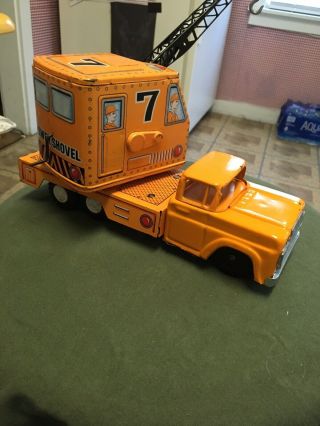 Vintage 1960 ' s Tin Friction,  late 50 ' s,  Ford Crane Truck,  Japan 3