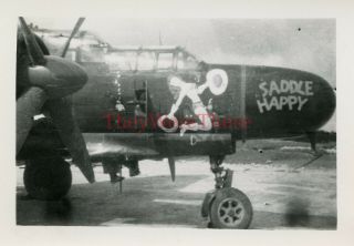 Wwii Photo - P - 61 Black Widow Fighter Plane Nose Art - Saddle Happy