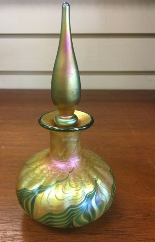 Lundberg Studios Iridescent Glass Perfume Bottle Signed And Numbered 6 "