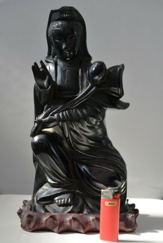 1,  414 Kg Chinese Cherry Amber FATURAN Bakelite Guan Yin Figure 12