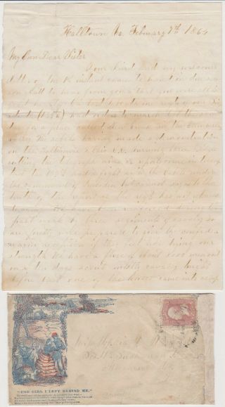 1864 Civil War Soldier Letter Halltown W.  Va.  - 102nd Pa Regt - Patriotic Cover