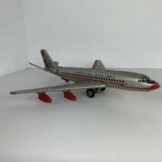 Vtg Tomiyama American Airlines Jet Toy 707 Tin Friction Airplane Japan N7501a