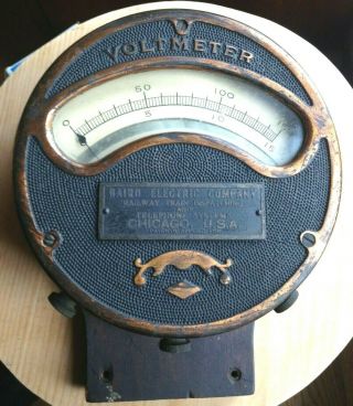 Antique Baird Electric Company Large Voltmeter,  Chicago Ill.  Telephone,  (rare)