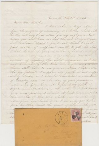 1864 Civil War Letter Granville Oh To Col.  Wm.  Stedman 6th Ohio Cavalry From Sis