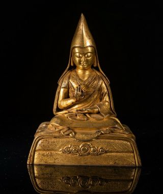 19th Chinese Antique Gilt Bronze Figure Of Buddha