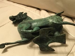 SIGNED Chinese Bronze sculpture repro.  GANSU flying heavenly horse on a swallow 8