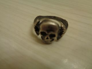 Rare German Skull Ring Size 20 Mm. ,  Rudolf Souval Badge,  Authentic100