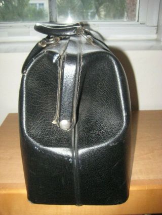 Vintage - Antique Black Leather / Medical Doctor ' s Bag 3