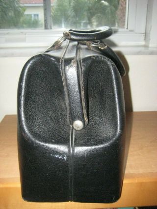 Vintage - Antique Black Leather / Medical Doctor ' s Bag 4
