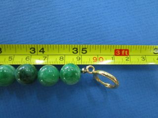 Vintage Chinese Dark Green Jade Large 10 mm Bead NeckLace 90 cm Long 11
