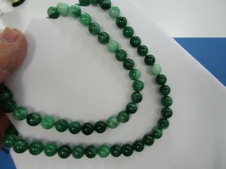 Vintage Chinese Dark Green Jade Large 10 mm Bead NeckLace 90 cm Long 2