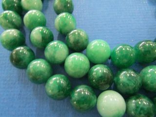 Vintage Chinese Dark Green Jade Large 10 mm Bead NeckLace 90 cm Long 4