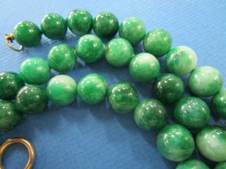 Vintage Chinese Dark Green Jade Large 10 mm Bead NeckLace 90 cm Long 5
