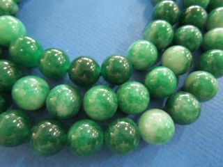 Vintage Chinese Dark Green Jade Large 10 mm Bead NeckLace 90 cm Long 6
