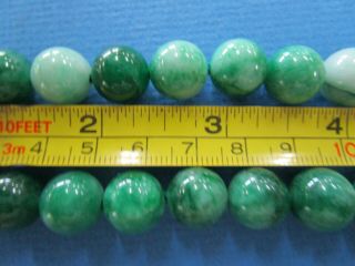 Vintage Chinese Dark Green Jade Large 10 mm Bead NeckLace 90 cm Long 7