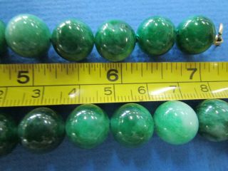 Vintage Chinese Dark Green Jade Large 10 mm Bead NeckLace 90 cm Long 8