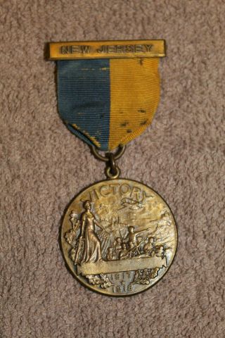 Scarce Ww1 State Of Jersey 1917 - 1918 War Victory Medal W/ribbon