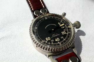 Rare Ww2 Leonidas Military Pilot Cronografo A Ritorno Bomber Stop Watch