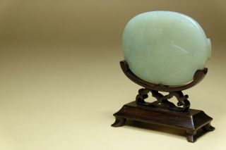 Antique Chinese Landscape Literati Jade Belt Hook.  With Stand.