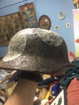 German Ww2 M - 35 Helmet Found On East - Front In Russia